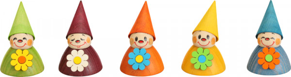 Seiffener Volkskunst eG - Wippelfiguren Blumen-Wippel 5er Set 4 cm