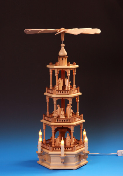 Schalling - Pyramide 3-stöckig mit Christi Geburt, elektrisch mit indirekter Beleuchtung 73 cm