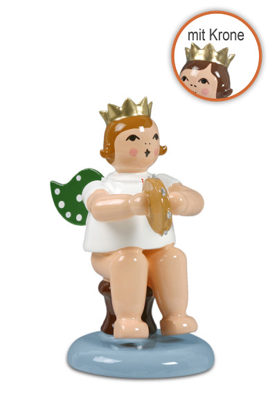 Ellmann - Engel sitzend mit Tamburin mit Krone