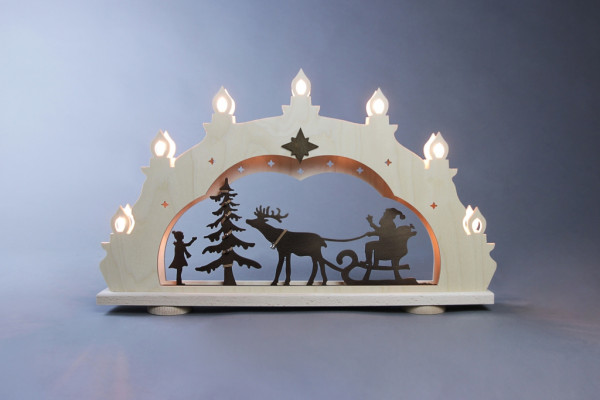 Weigla - Lichterbogen 7 flg. Rustikal &quot;Weihnachtsmann auf Schlitten&quot;