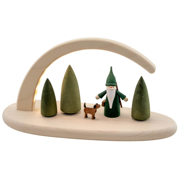 Seiffener Volkskunst eG - Lichterbogen natur LED beleuchtet Jägerwichtel 13 cm