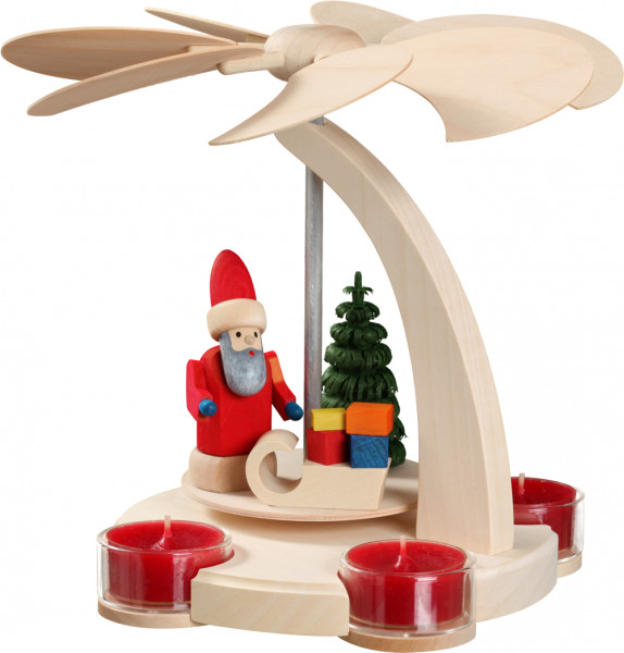 Seiffener Volkskunst eG - Bogenpyramide klein Weihnachtsmann mit Schlitten 18 cm