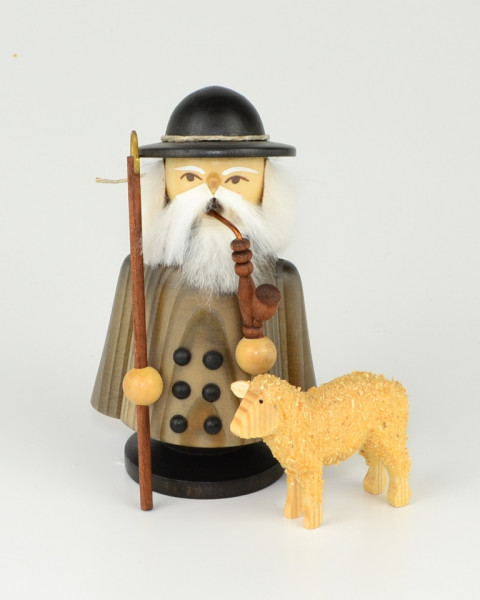 Gahlenz - Räuchermännchen Schäfer mit Schaf, gebeizt klein 13,- cm