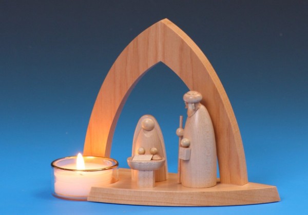 Schalling - Leuchter Bogenkrippe mit Heiliger Familie &amp; Teelicht