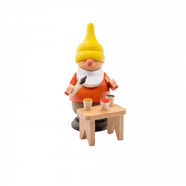 Spielwarenmacher Günther - Zwerg mit Pinsel (orange) 6 cm