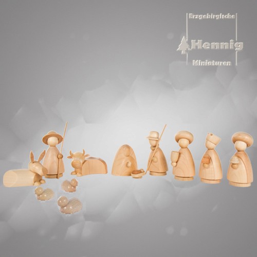 Hennig Figuren - moderne Weihanchtskrippe komplett, groß natur