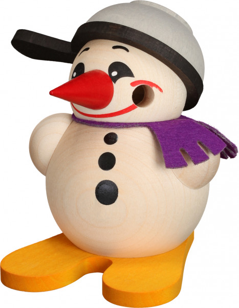 Seiffener Volkskunst eG - Kugelräucherfigur klein Cool Man mit Ski & Pfanne 9 cm
