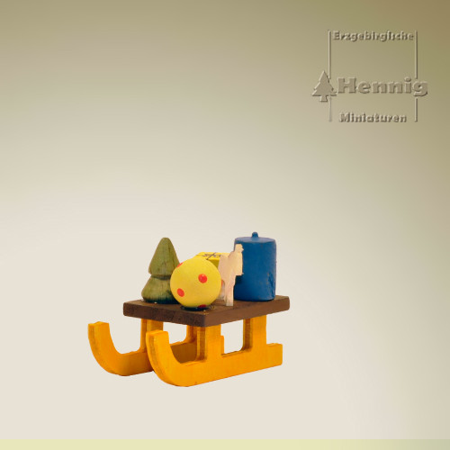 Hennig Figuren - Schlitten gelb Baumbehang*