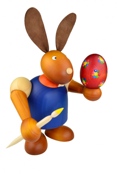 Drechslerei Martin - Hase mit Pinsel &amp; Ei blau, groß maxi