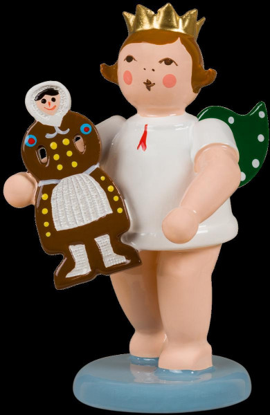 Ellmann - Engel mit Olbernhauer Marktfigur - Pfefferkuchenfrau, mit Krone