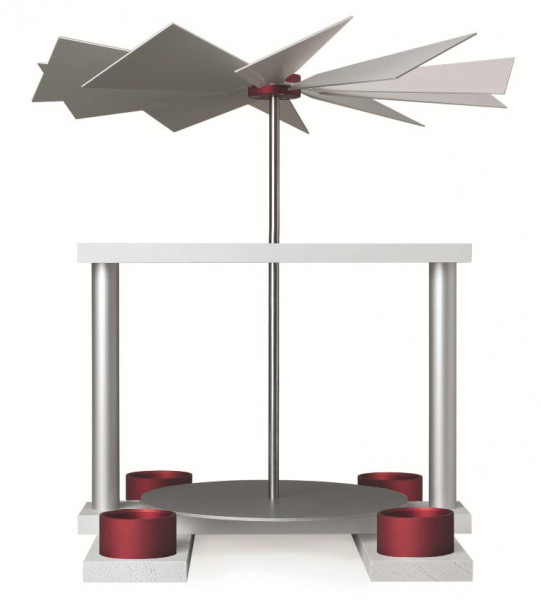 Günter Reichel - Pyramide LUMA, weiß, Tüllen für Teelicht, Farbe: bordeaux