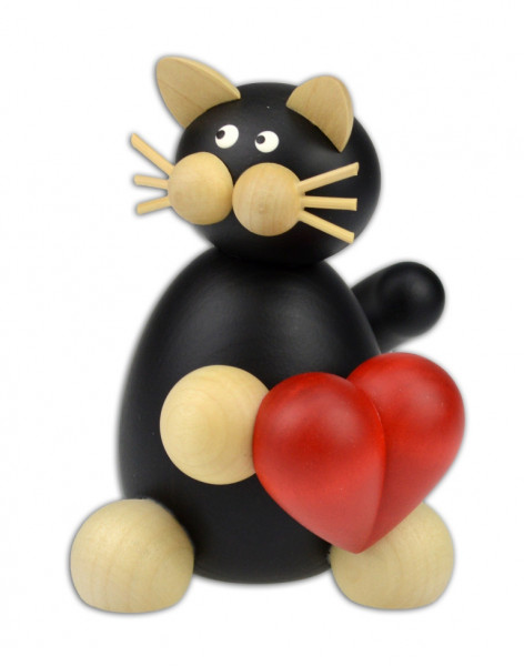 Drechslerei Martin - Katze Hilde mit Herz, groß 12 cm