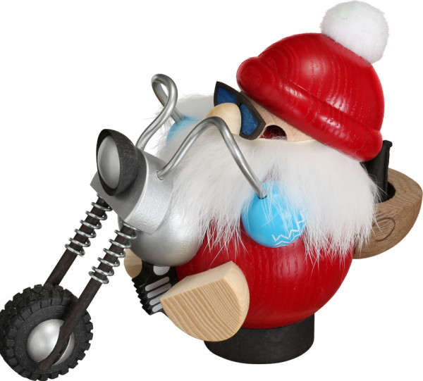 Seiffener Volkskunst eG - Kugelräucherfigur Biker-Nikolaus 12 cm