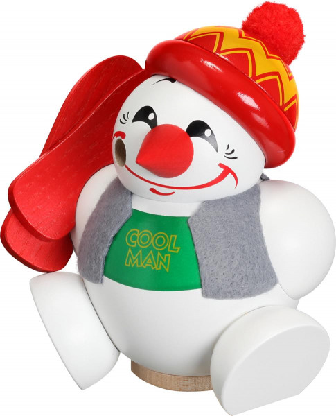 Seiffener Volkskunst eG - Kugel - Räuchermann Cool Man trägt Ski, weiß