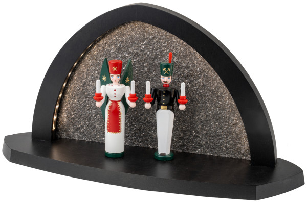 Schalling - Gesteinsbogen 21x40x13cm anthrazit LED beleuchtet Engel und Bergmann