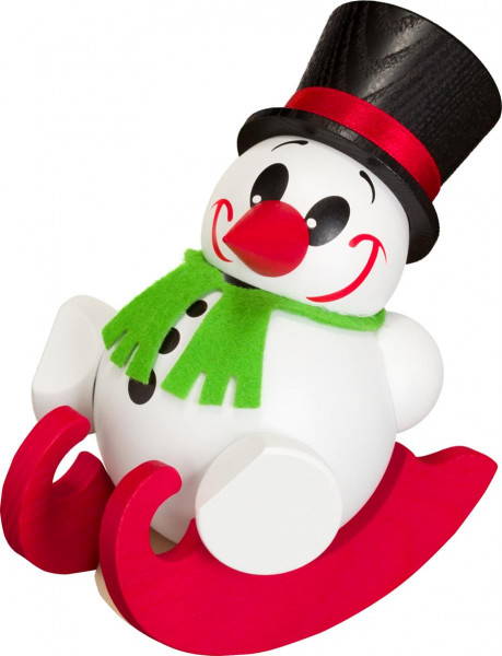 Seiffener Volkskunst eG - Kugelräucherfigur Cool-Man fährt Schlitten 10 cm