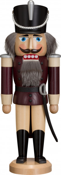 Seiffener Volkskunst eG - Nussknacker Husar Esche lasiert aubergine 37 cm