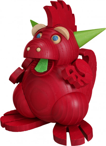 Seiffener Volkskunst eG - Kugelräucherfigur Räucherdrache Feuerspucker 12 cm
