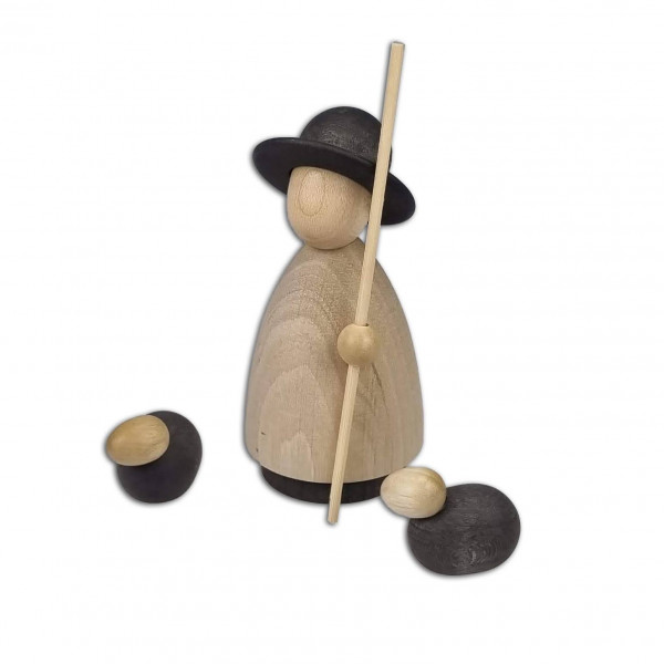 Hennig Figuren - Schäfer mit 2 Schafen modern groß natur/anthrazit