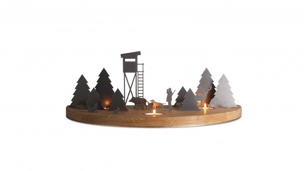 unoferrum - Winterlandschaft mit Teelicht aus Eiche, groß