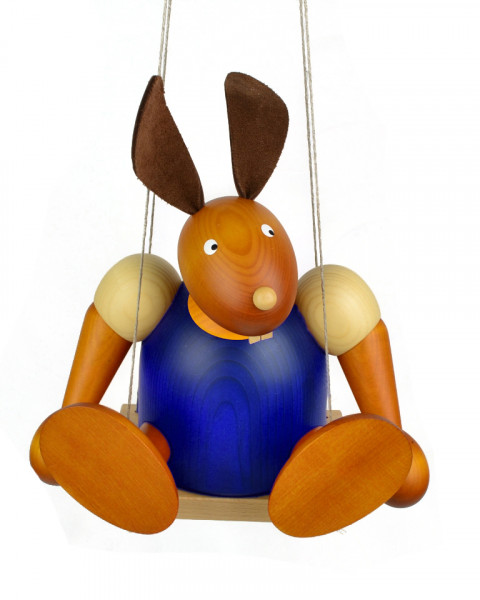 Drechslerei Martin - Hase auf Schaukel blau, groß maxi