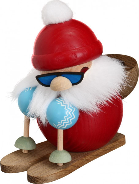 Seiffener Volkskunst eG - Kugelräucherfigur Nikolaus läuft Ski 15 cm