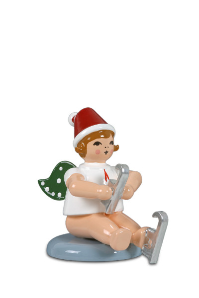 Ellmann - Weihnachtsengel mit Schlittschuh sitzend mit Mütze