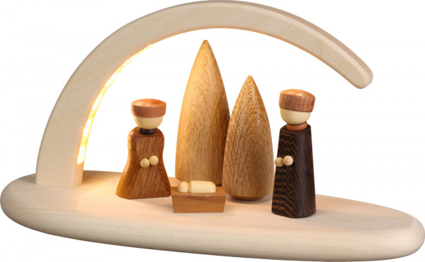 Seiffener Volkskunst eG - Lichterbogen natur LED beleuchtet Christi Geburt 13 cm