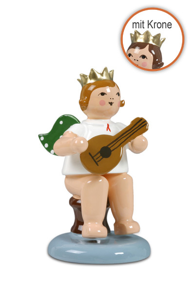 Ellmann - Engel sitzend mit Mandoline mit Krone