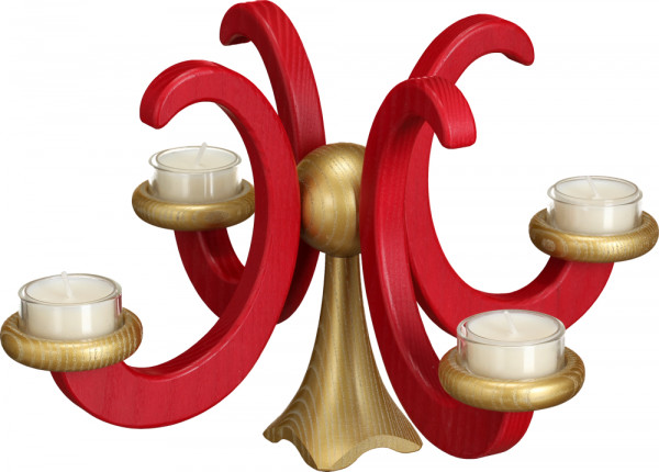 Seiffener Volkskunst eG - Adventsleuchter Esche rot lasiert 20 cm