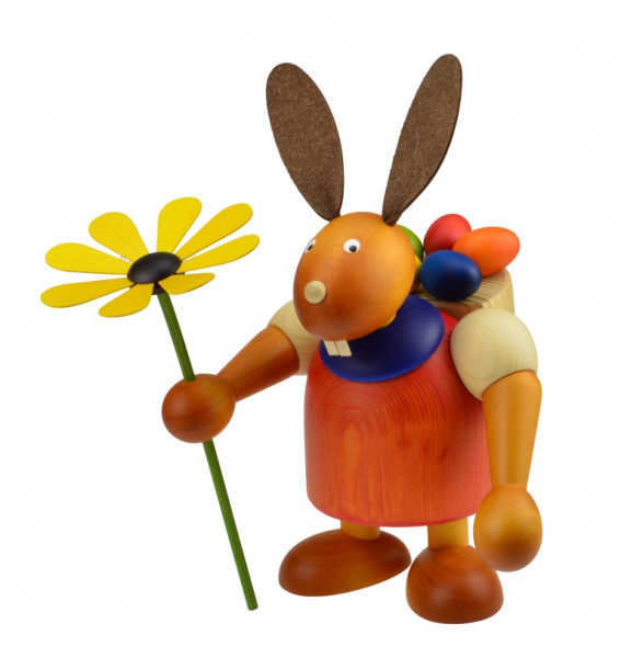 Drechslerei Martin - Hase mit Eikiepe &amp; Blume rot, groß maxi