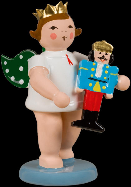 Ellmann - Engel mit Olbernhauer Marktfigur - Nussknacker, mit Krone