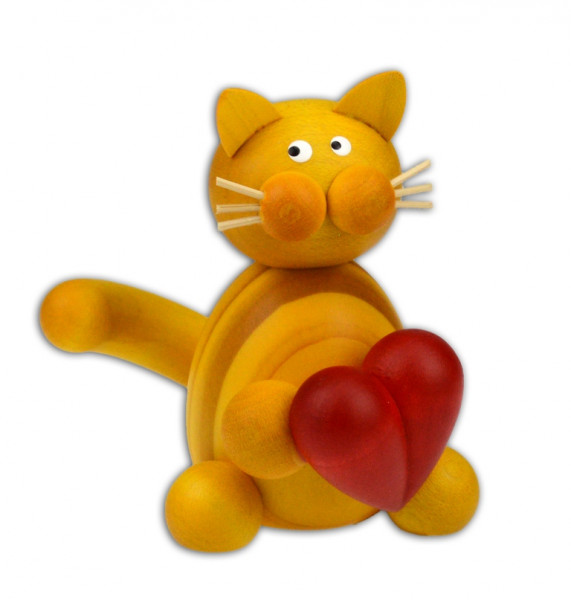 Drechslerei Martin - Kater Emmi mit Herz 7 cm
