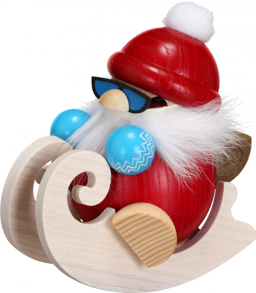 Seiffener Volkskunst eG - Kugelräucherfigur Nikolaus fährt Schlitten 12 cm